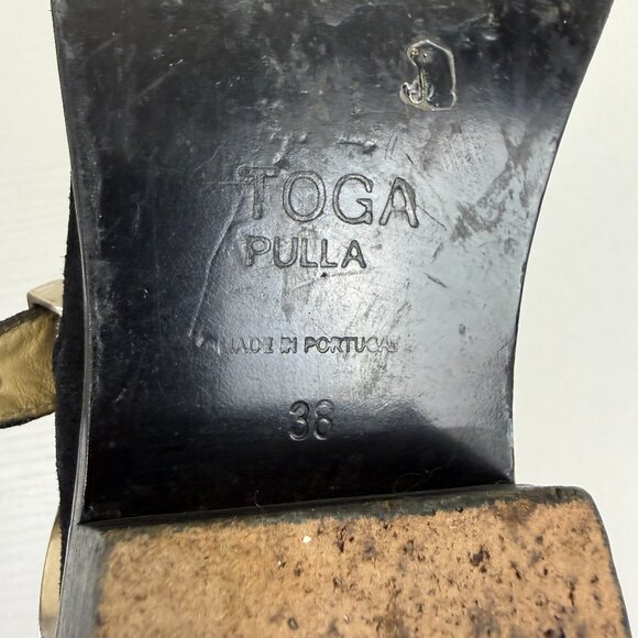 Toga Pulla Western Buckle Black Suede Ankle Boots - Picture 14 of 16